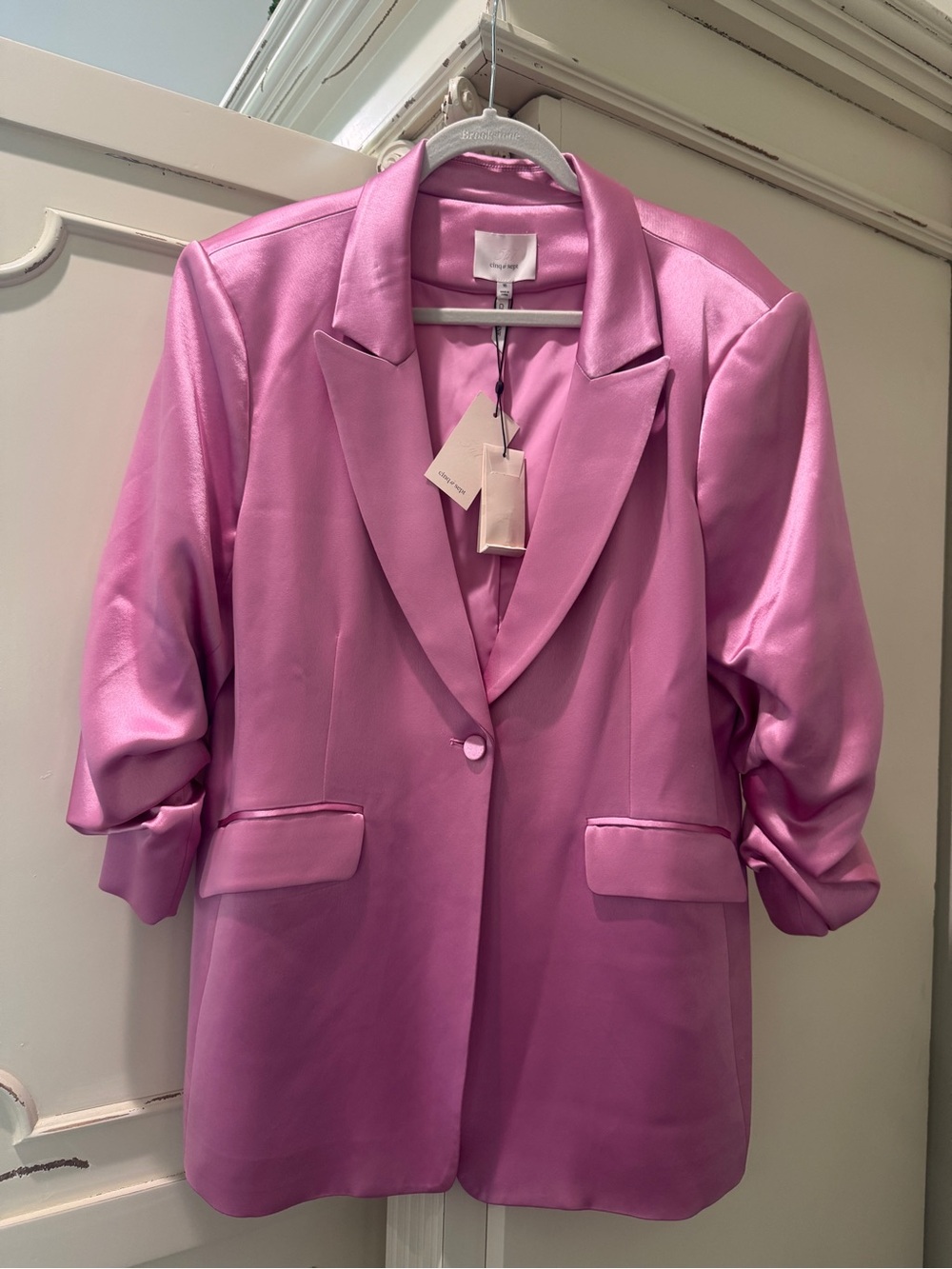 cinq a sept Pink Satin Cheyenne Blazer
